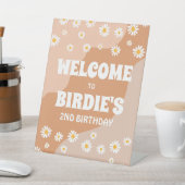 Twee Groovy 2de Verjaardagsfeestje Boho Madeliefje Reclamebord Met Voetstuk (Insitu)