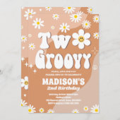 Twee Groovy 2e verjaardag Daisy Groovy Party Kaart (Voorkant / Achterkant)
