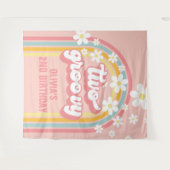 Twee Groovy 2e Verjaardag Rainbow Retro Wandkleed (Voorkant (horizontaal))