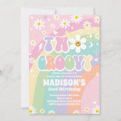 Twee Groovy 2e Verjaardag Regenboog Vrede Liefde P Kaart (Voorkant)