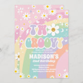 Twee Groovy 2e Verjaardag Regenboog Vrede Liefde P Kaart (Voorkant / Achterkant)