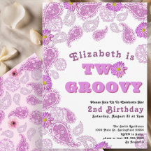 Twee Groovy 2e Verjaardag Roze Paisley en bloemen