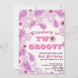 Twee Groovy 2e Verjaardag Roze Paisley en bloemen Kaart