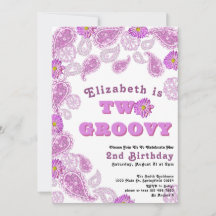 Twee Groovy 2e Verjaardag Roze Paisley en bloemen