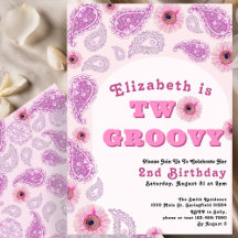 Twee Groovy 2e Verjaardag Roze Paisley Flower Powe