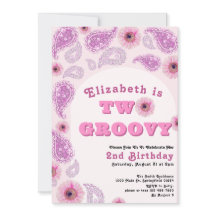 Twee Groovy 2e Verjaardag Roze Paisley Flower Powe