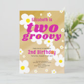 Twee groovy 2e verjaardag Tan Flower Power Hippie Kaart (Staand voorkant)