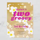 Twee groovy 2e verjaardag Tan Flower Power Hippie Kaart (Voorkant / Achterkant)