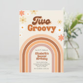 Twee Groovy 2e verjaardag uitnodiging (Staand voorkant)