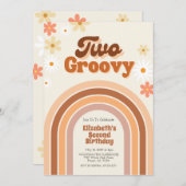 Twee Groovy 2e verjaardag uitnodiging (Voorkant / Achterkant)