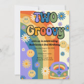 Twee Groovy 2e verjaardag uitnodiging (Voorkant)