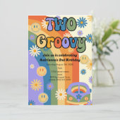 Twee Groovy 2e verjaardag uitnodiging (Staand voorkant)