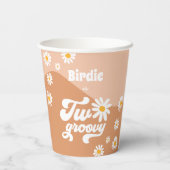 Twee Groovy 2e verjaardag van de Retro Daisy Decor Papieren Bekers (Achterkant)