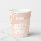 Twee Groovy 2e verjaardag van de Retro Daisy Decor Papieren Bekers (Voorkant)