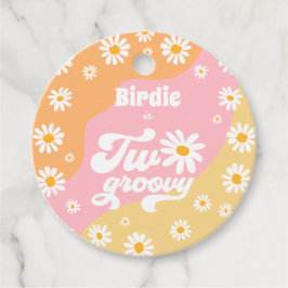 Twee Groovy 2e verjaardag van de Retro Daisy Parti Bedankjes Labels
