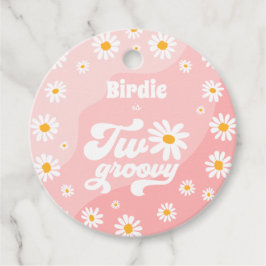 Twee Groovy 2e verjaardag van de Retro Daisy Parti Bedankjes Labels