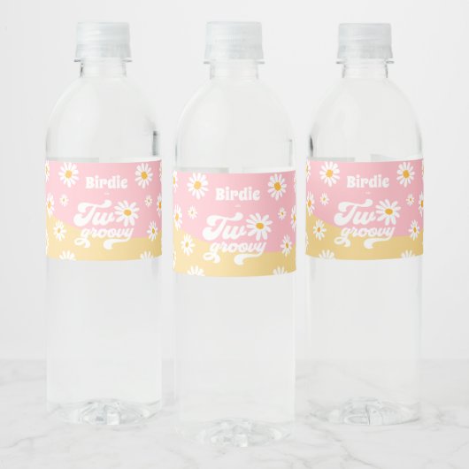 Twee Groovy 2e verjaardag van de Retro Daisy Parti Waterfles Etiket (Flessen)
