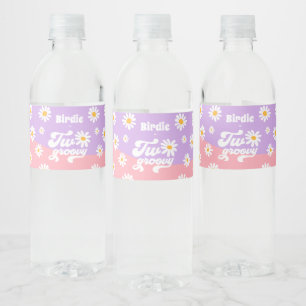 Twee Groovy 2e verjaardag van de Retro Daisy Parti Waterfles Etiket