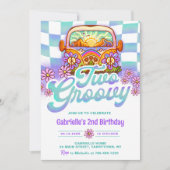 Twee Groovy 2e verjaardagsfeestje Boho Floral Dais Kaart (Voorkant)