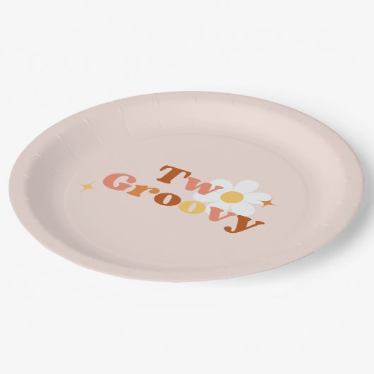 Twee Groovy 2e verjaardagsfeestje Papieren Bordje (Gekanteld)