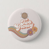 Twee Groovy 2e verjaardagsfeestje Ronde Button 5,7 Cm (Voorkant)