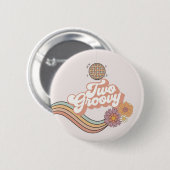 Twee Groovy 2e verjaardagsfeestje Ronde Button 5,7 Cm (Voorkant /achterkant)