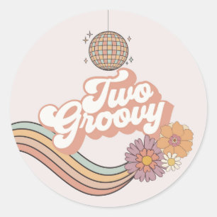 Twee Groovy 2e verjaardagsfeestje Ronde Sticker