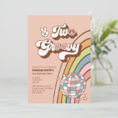 Twee Groovy 2e Verjaardagsfeestuitnodiging Kaart (Staand voorkant)