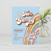 Twee Groovy 2e Verjaardagsfeestuitnodiging Kaart (Staand voorkant)