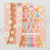 Twee Groovy 5e Verjaardag Regenboog Vrede Liefde P Kaart (Voorkant / Achterkant)