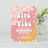 Twee Groovy 5e Verjaardag Regenboog Vrede Liefde P Kaart (Staand voorkant)