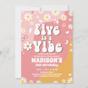 Twee Groovy 5e Verjaardag Regenboog Vrede Liefde P Kaart