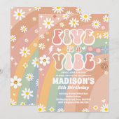 Twee Groovy 5e Verjaardag Regenboog Vrede Liefde P Kaart (Voorkant / Achterkant)