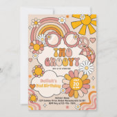 Twee Groovy 70s Flower Power Rainbow Verjaardagsfe Kaart (Voorkant)