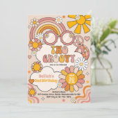 Twee Groovy 70s Flower Power Rainbow Verjaardagsfe Kaart (Staand voorkant)