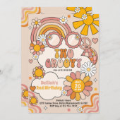 Twee Groovy 70s Flower Power Rainbow Verjaardagsfe Kaart (Voorkant / Achterkant)