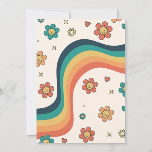 Twee Groovy Babe Retro Bloemen 2e Verjaardagsfeest Kaart (Achterkant)