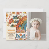 Twee Groovy Babe Retro Regenboog 2e Verjaardag Fot Kaart (Voorkant)