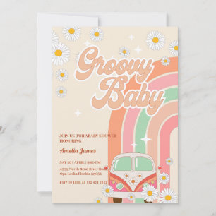 Twee Groovy baby shower Roze Daisy Regenboog Van Kaart