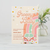 Twee Groovy baby shower Roze Daisy Regenboog Van Kaart (Staand voorkant)
