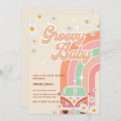 Twee Groovy baby shower Roze Daisy Regenboog Van Kaart (Voorkant / Achterkant)