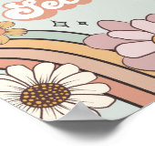 Twee Groovy Bloemen 2e Verjaardag Retro Welkomstbo Poster (Hoek)