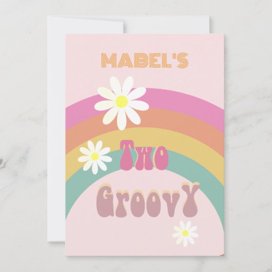 Twee Groovy Bloemen Moderne Roze Verjaardag Kaart (Voorkant)