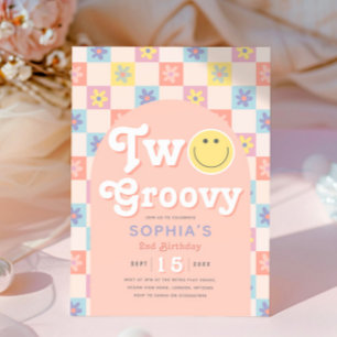 Twee Groovy Boho 2e verjaardag uitnodiging