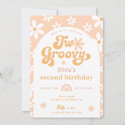 Twee Groovy Boho Arch 2e Verjaardag uitnodiging (Voorkant)