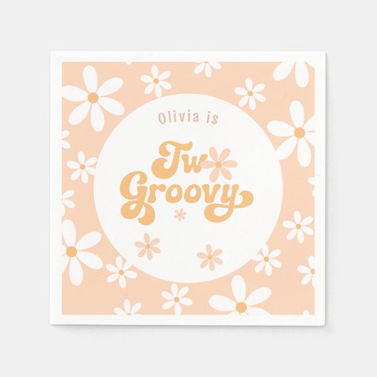 Twee Groovy Boho Arch 2e Verjaardag uitnodiging Servet (Voorkant)