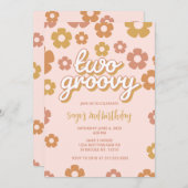 Twee Groovy Boho Daisy 2e verjaardag Uitnodiging (Voorkant / Achterkant)