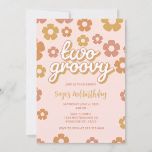Twee Groovy Boho Daisy 2e verjaardag Uitnodiging