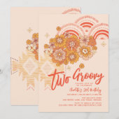 Twee Groovy Boho Floral Groovy 2e verjaardag Kaart (Voorkant / Achterkant)