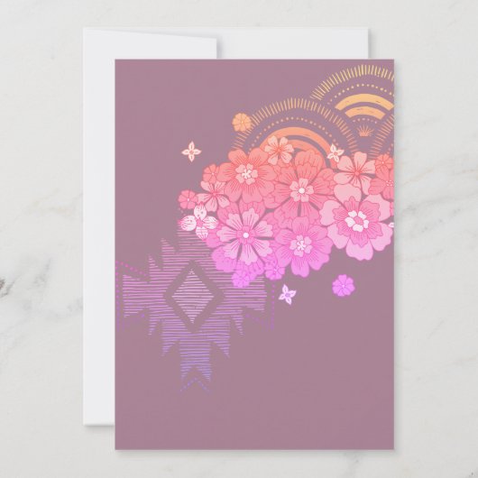 Twee Groovy Boho Floral Retro 2e verjaardag Kaart (Achterkant)